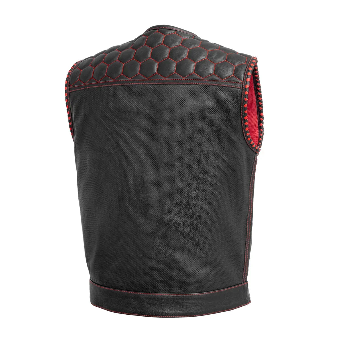 Tressivo-Hornet Perforated Men's Club Style Leather Vest - Tressivo