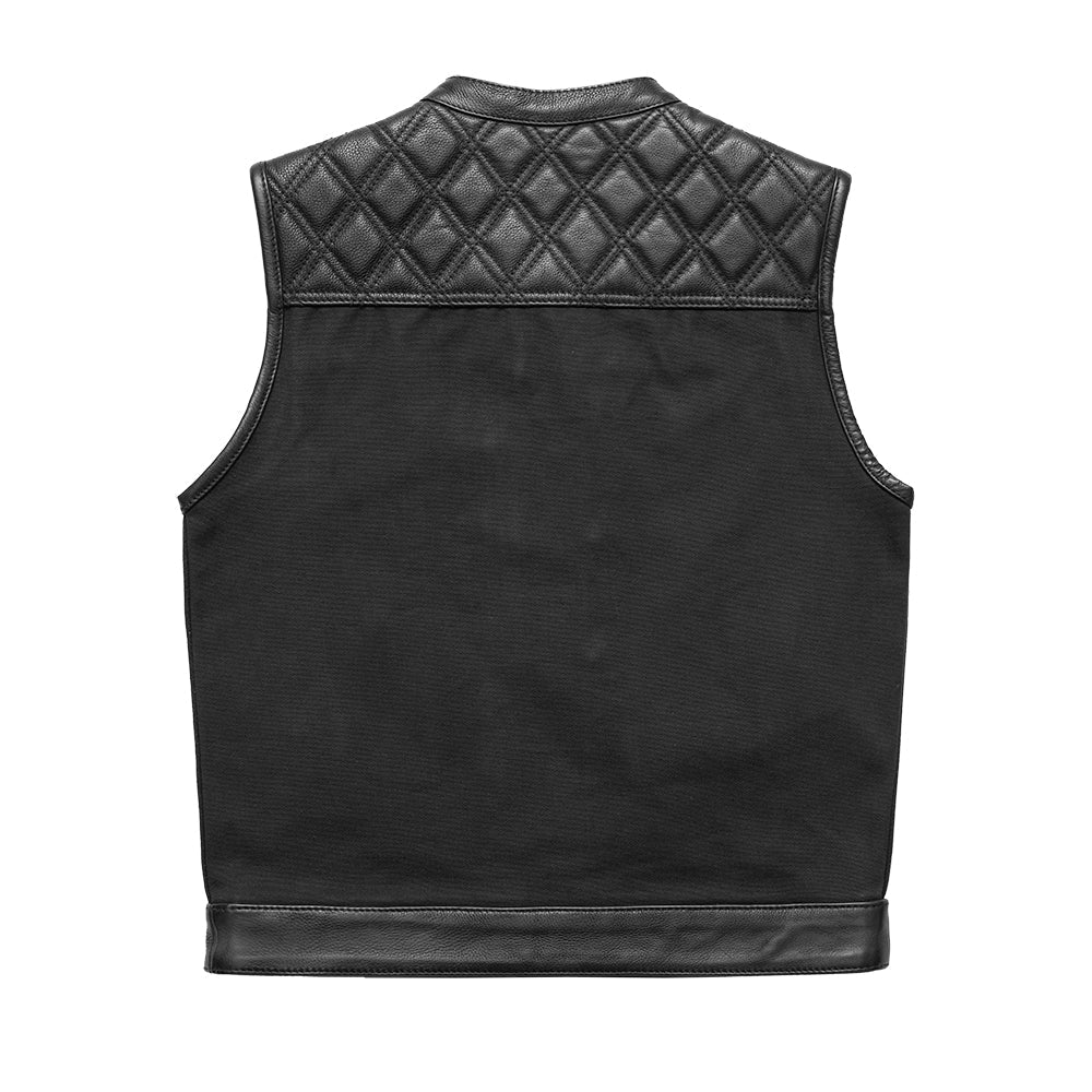 Tressivo-Hunt Club Motorcycle Leather Canvas Vest Black - Tressivo