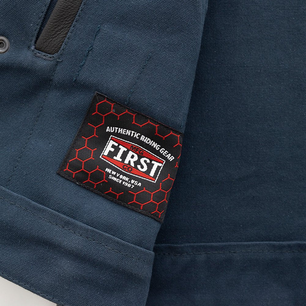 Tressivo-Hunt Club Motorcycle Leather Canvas Vest Blue - Tressivo