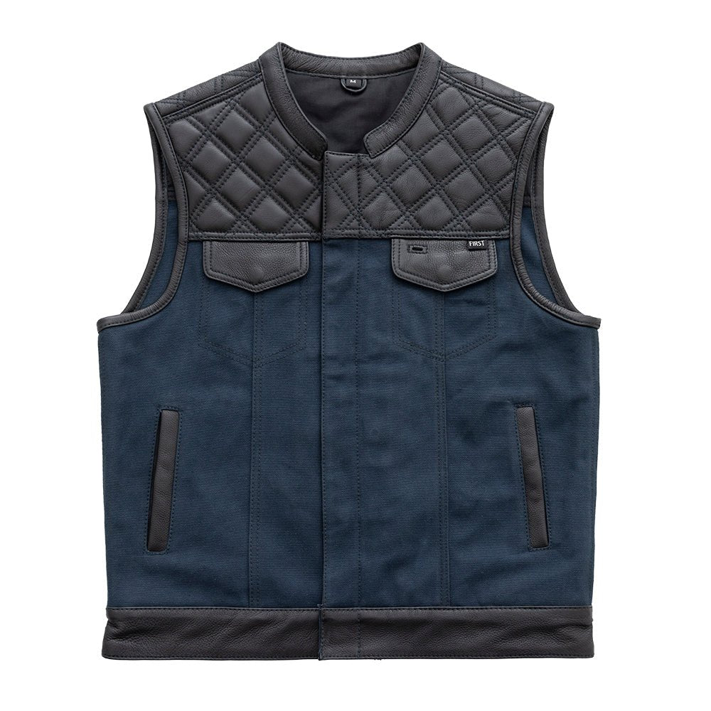 Tressivo-Hunt Club Motorcycle Leather Canvas Vest Blue - Tressivo