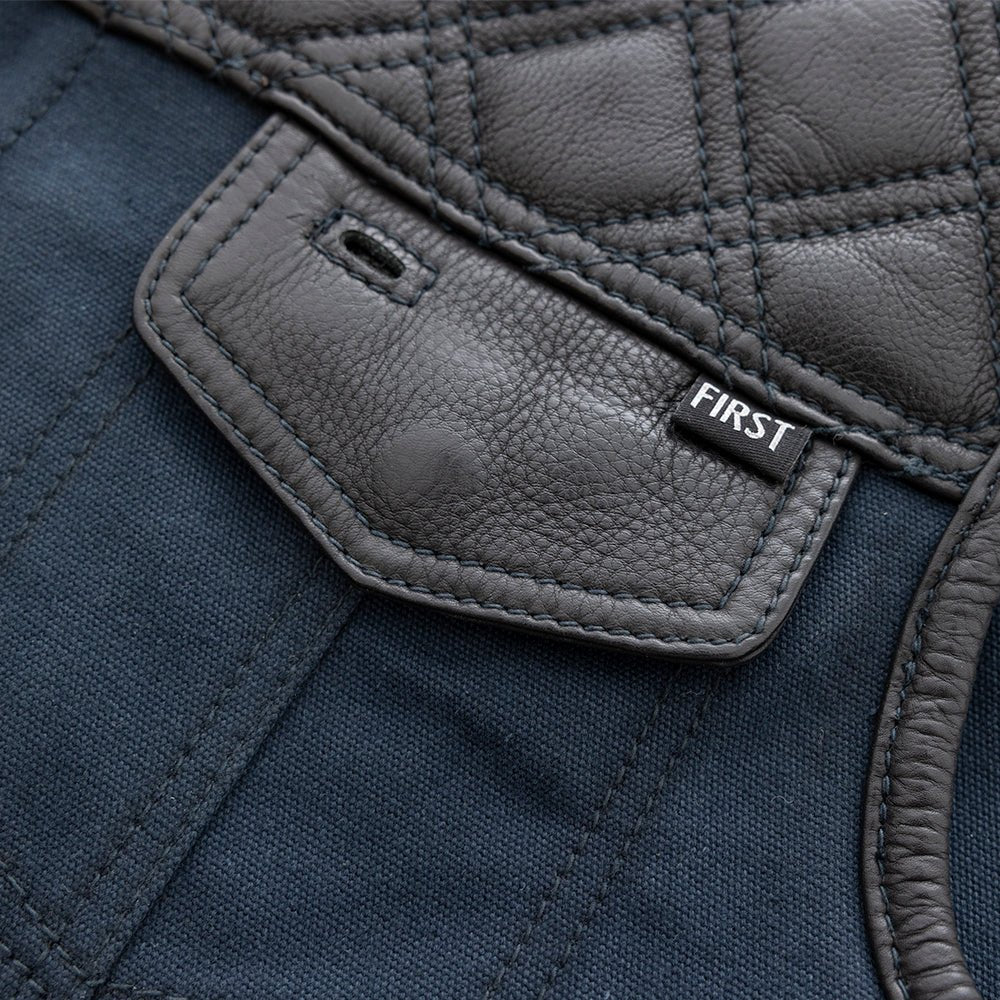 Tressivo-Hunt Club Motorcycle Leather Canvas Vest Blue - Tressivo