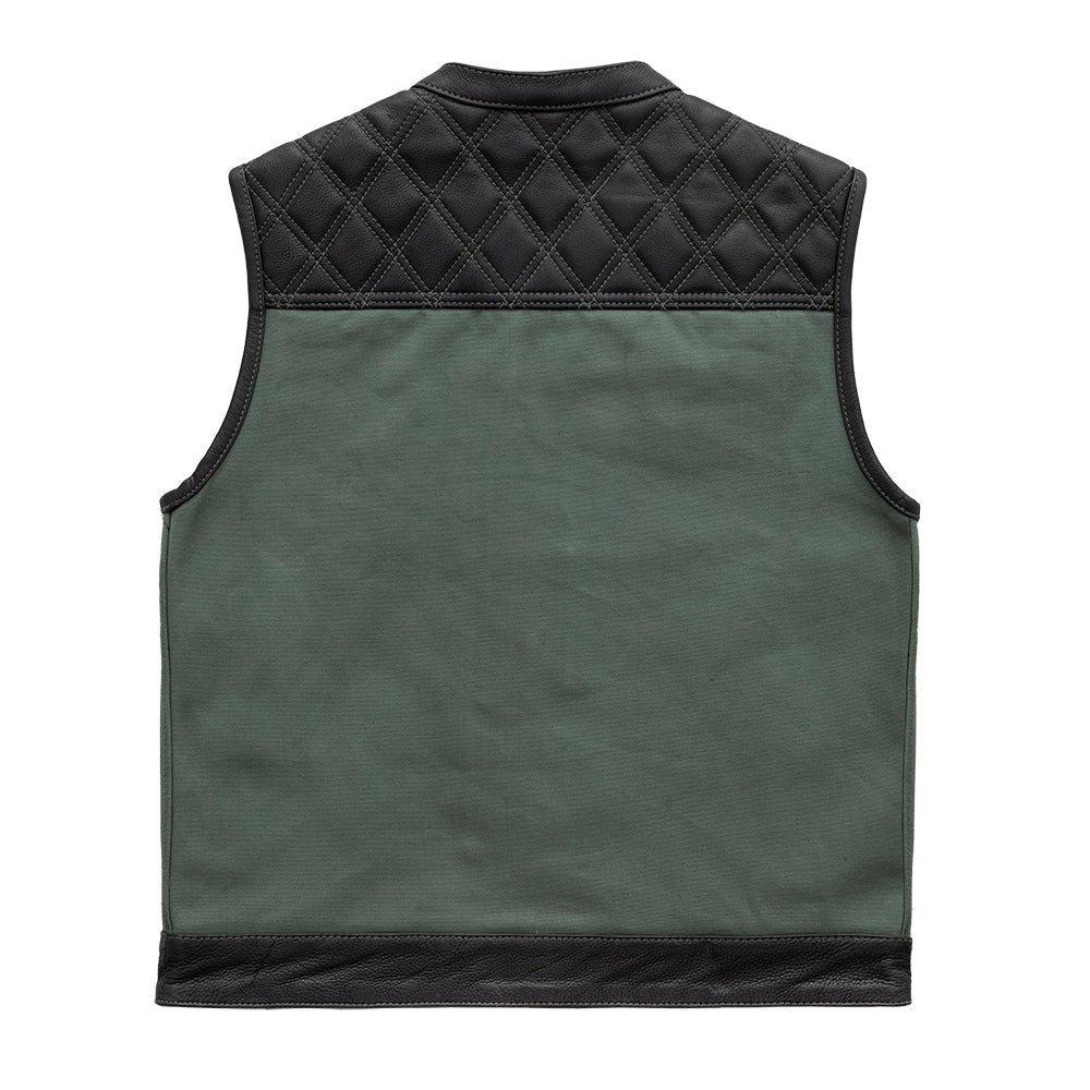 Tressivo-Hunt Club Motorcycle Leather Canvas Vest Green - Tressivo