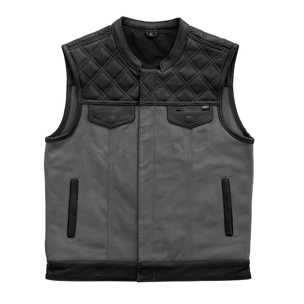 Tressivo-Hunt Club Motorcycle Leather Canvas Vest Grey - Tressivo