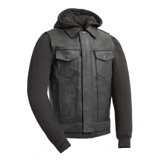 Tressivo-Kent Men's Motorcycle Leather Vest and Hoodie - Tressivo