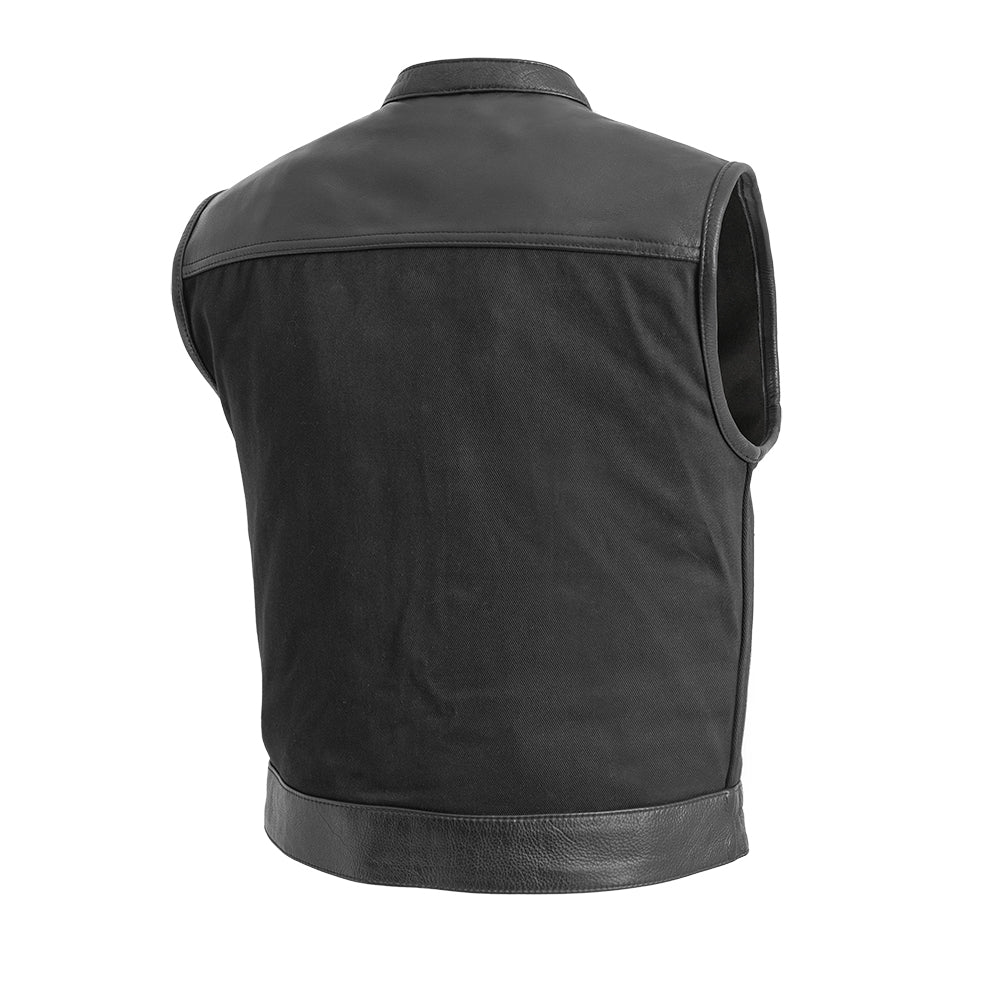 Tressivo-Lowrider Men's Motorcycle Leather/Twill Vest - Tressivo