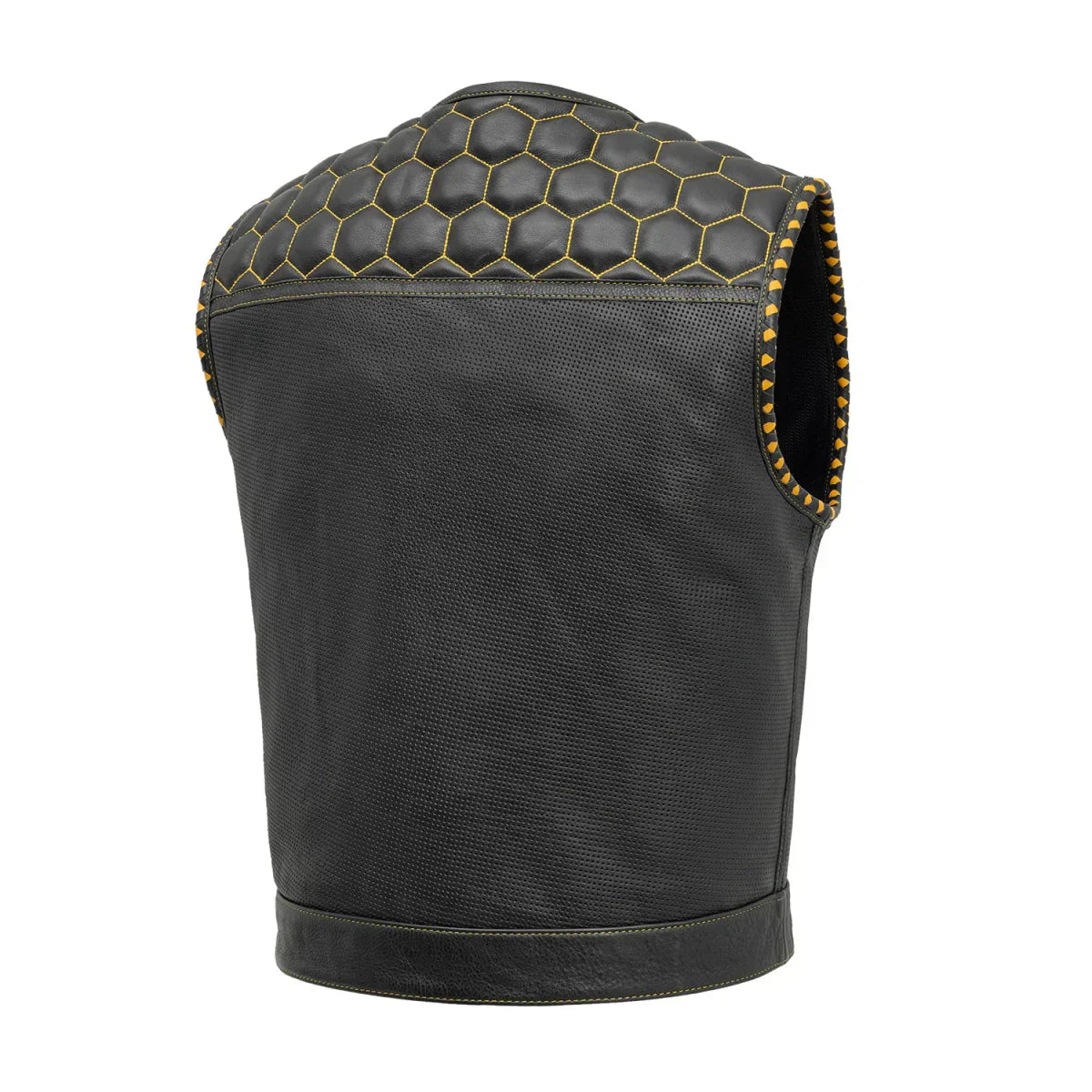 Tressivo-Lowside Hornet Perforated Men's Club Style Leather Vest - Tressivo