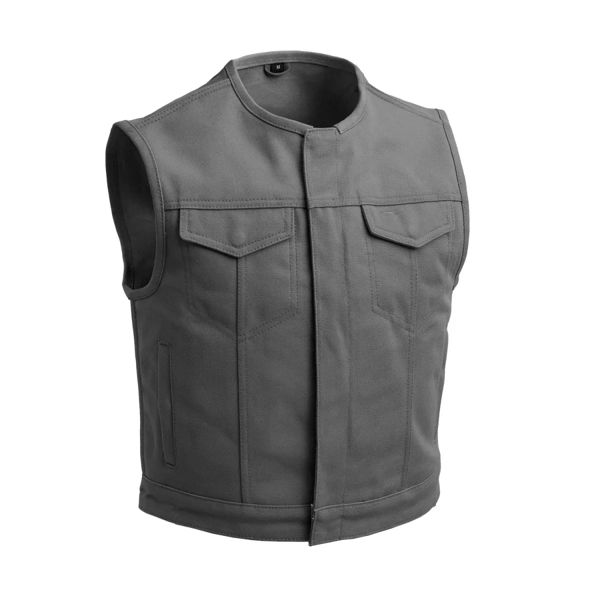 Tressivo-Lowside Men's Motorcycle Canvas Vest (Grey) - Tressivo