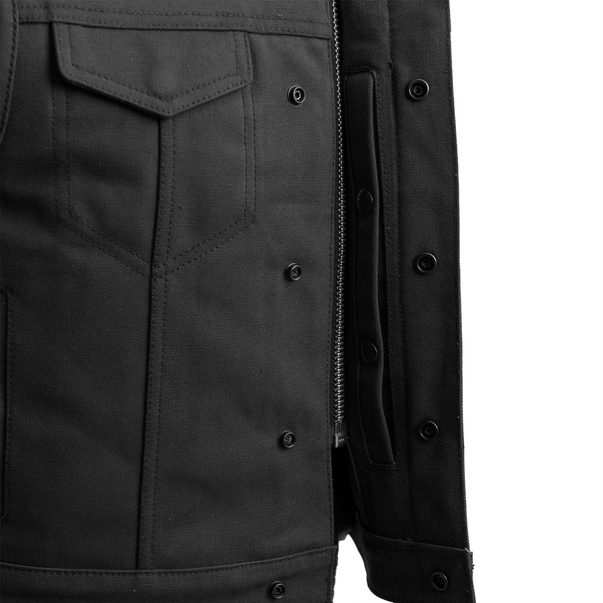 Tressivo-Lowside Black Men's Motorcycle Canvas Vest - Tressivo