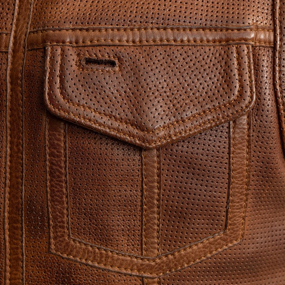 Tressivo-Lowside Men's Perforated Motorcycle Leather Vest - Tressivo