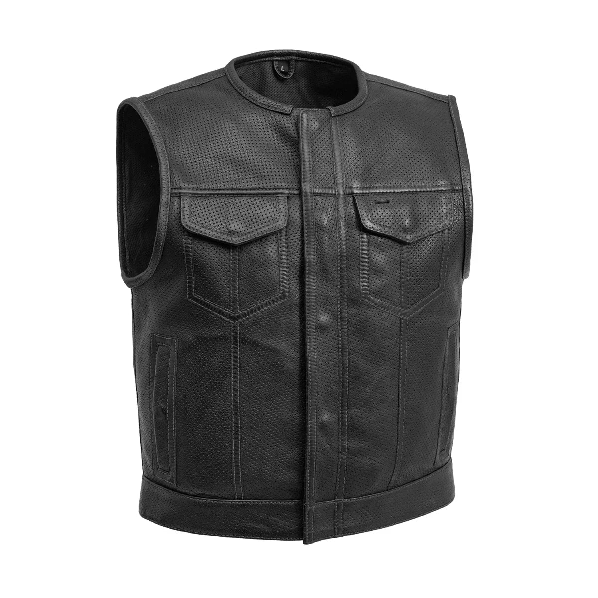 Tressivo-Lowside Men's Perforated Motorcycle Leather Vest - Tressivo