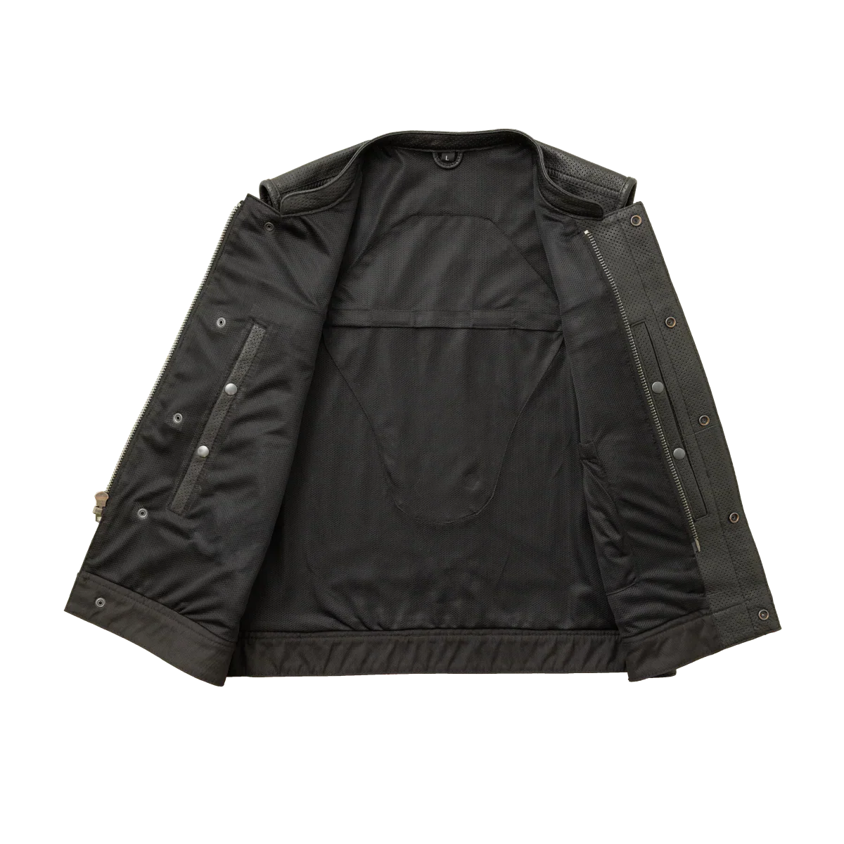 Tressivo-Lowside Men's Perforated Motorcycle Leather Vest - Tressivo