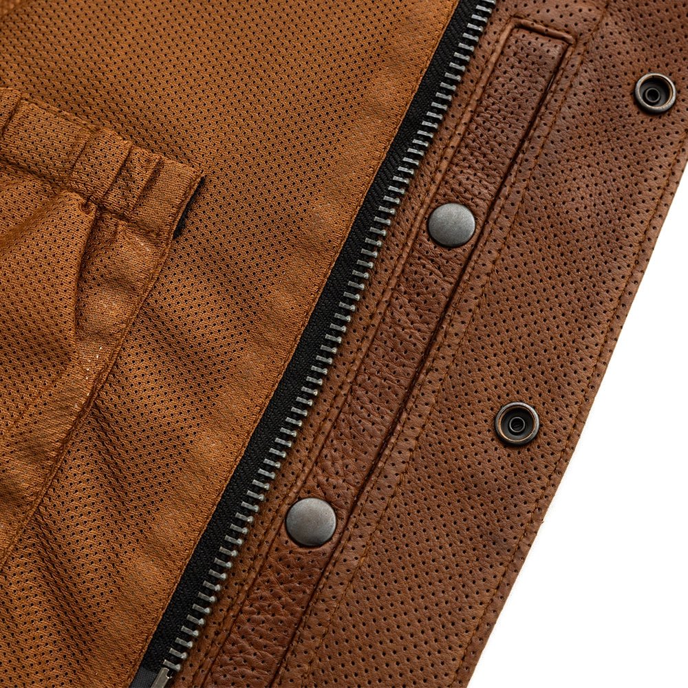 Tressivo-Lowside Men's Perforated Motorcycle Leather Vest - Tressivo