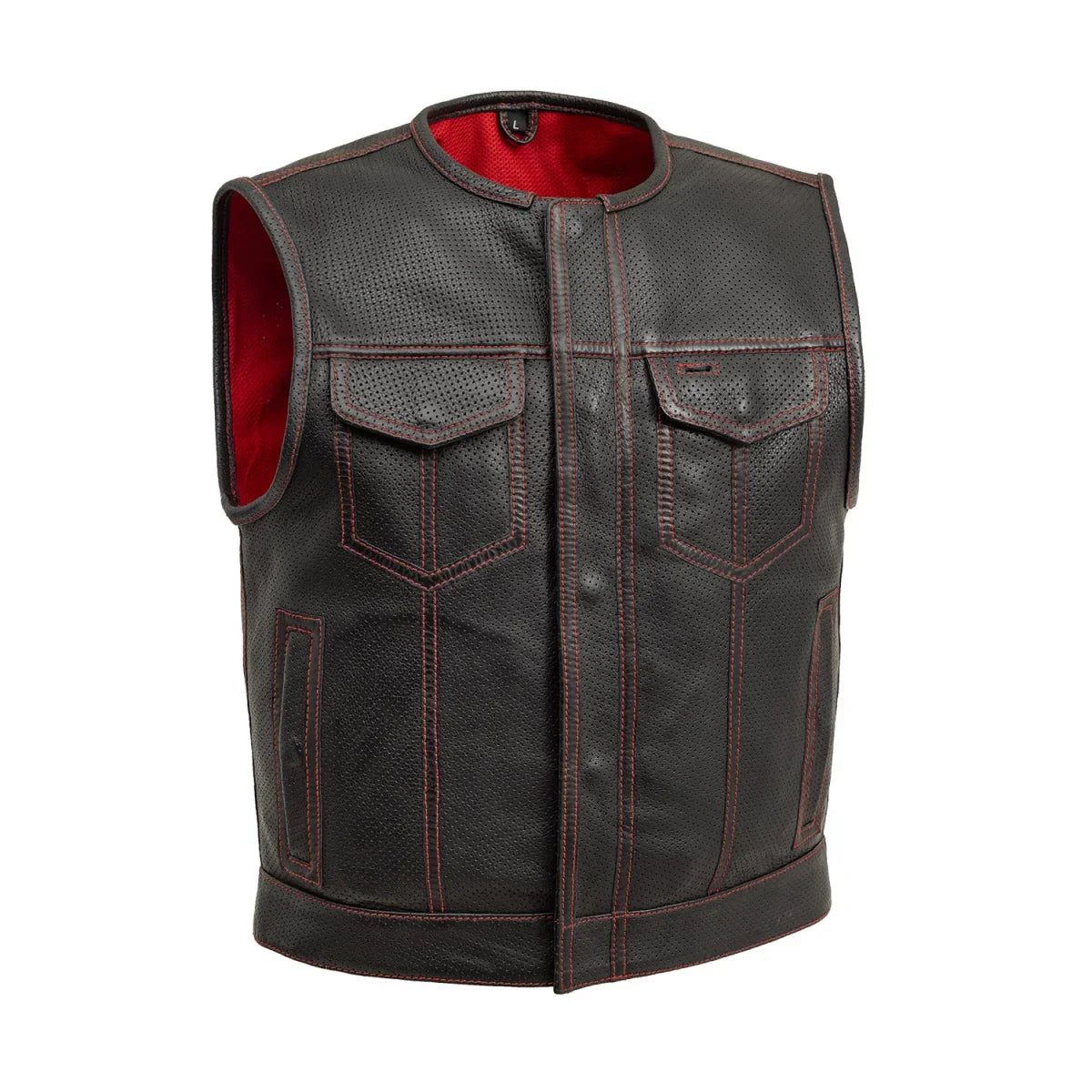 Tressivo-Lowside Men's Perforated Motorcycle Leather Vest - Tressivo