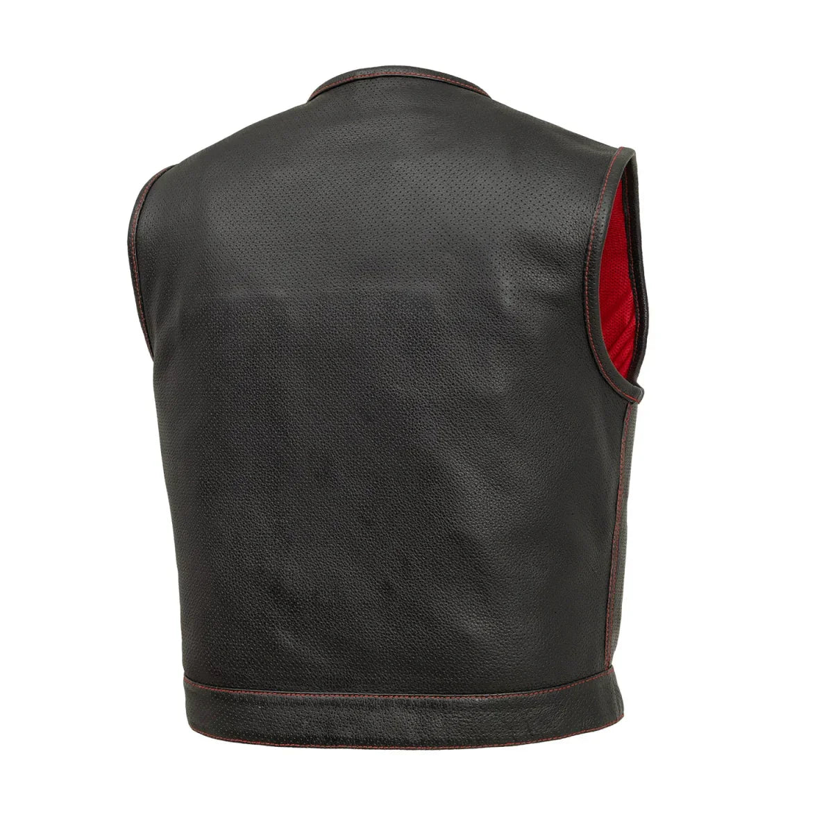 Tressivo-Lowside Men's Perforated Motorcycle Leather Vest - Tressivo