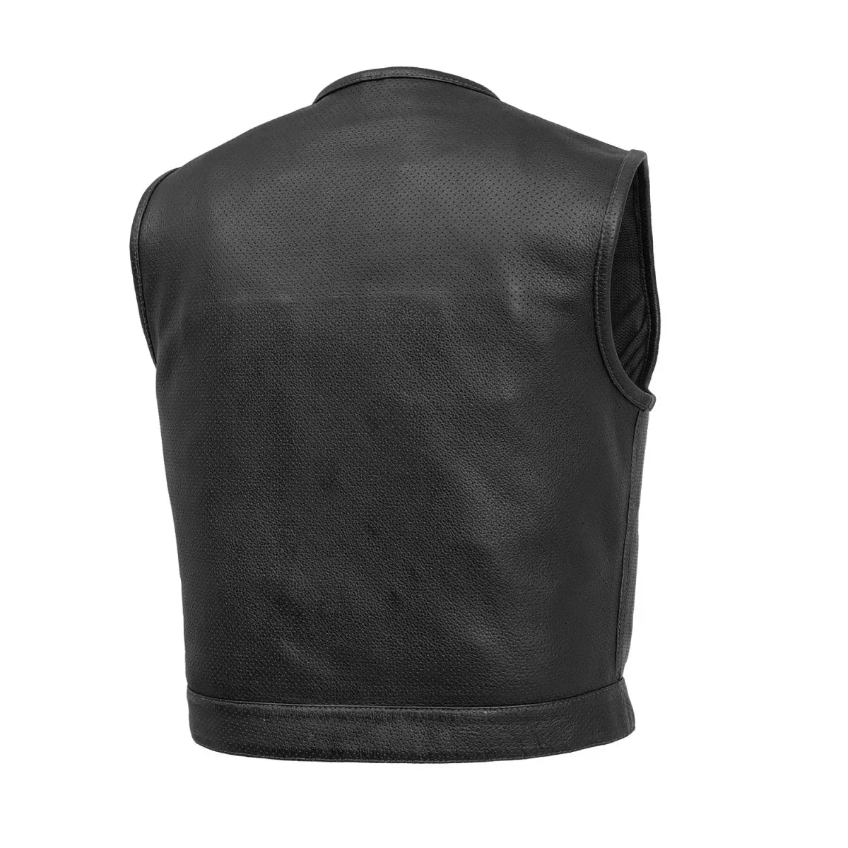 Tressivo-Lowside Men's Perforated Motorcycle Leather Vest - Tressivo