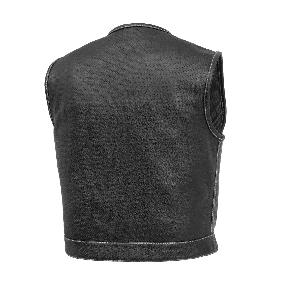 Tressivo-Lowside Men's Perforated Motorcycle Leather Vest - Tressivo