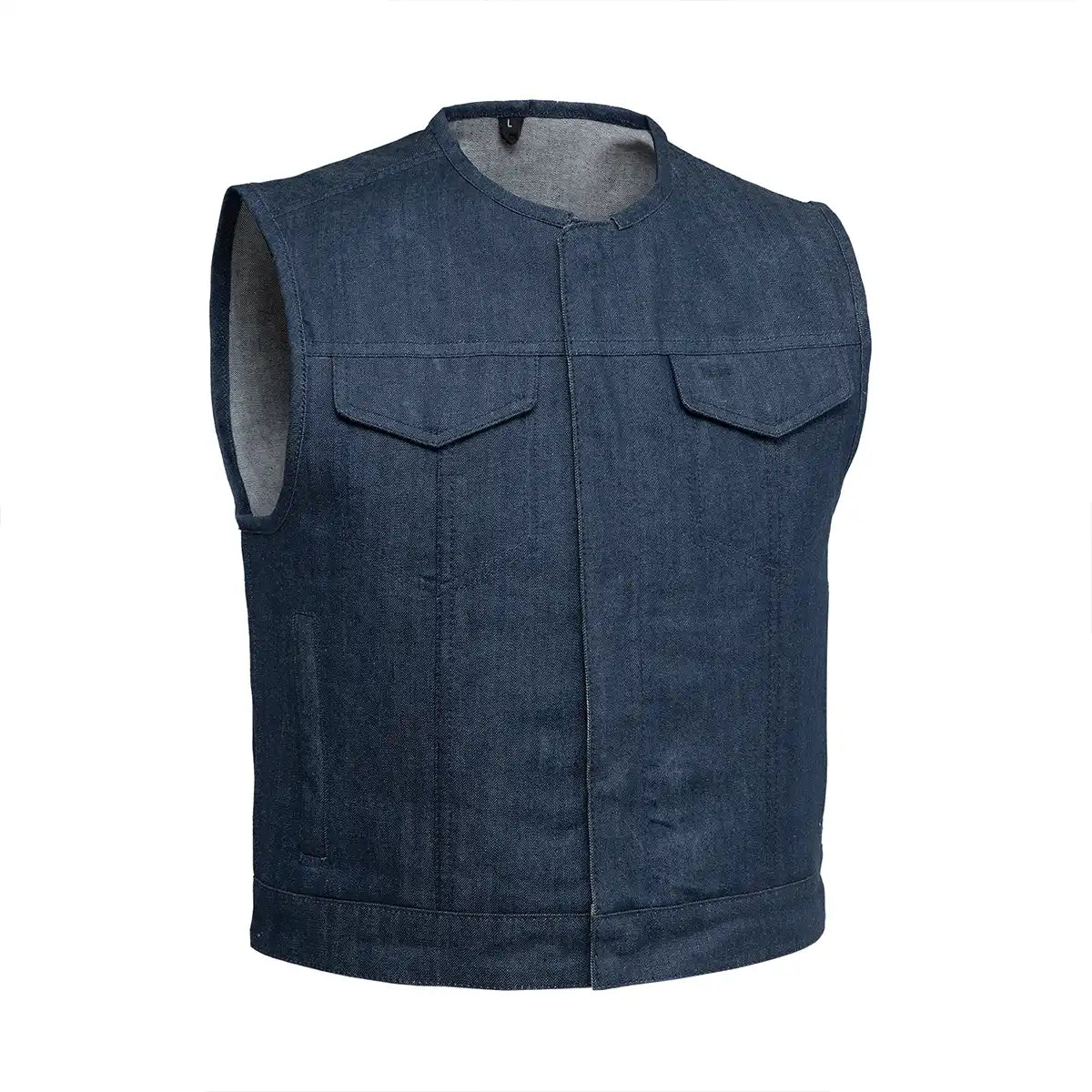 Tressivo-Lowside Men's Motorcycle Denim Vest (Blue) - Tressivo