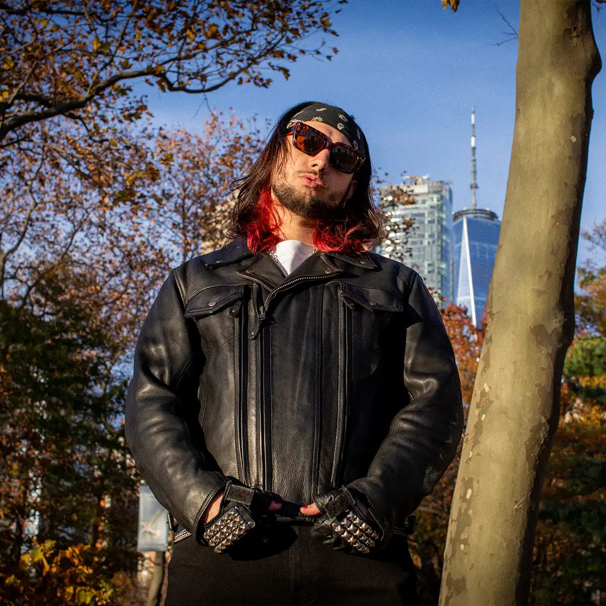 Tressivo-Mastermind Men's Motorcycle Leather Jacket - Tressivo