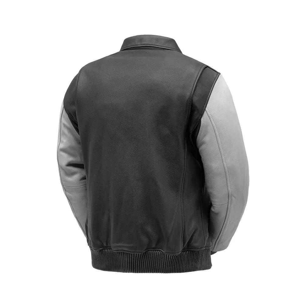 Tressivo-Moto Bomber Two Tone Men's Leather Jacket - Tressivo