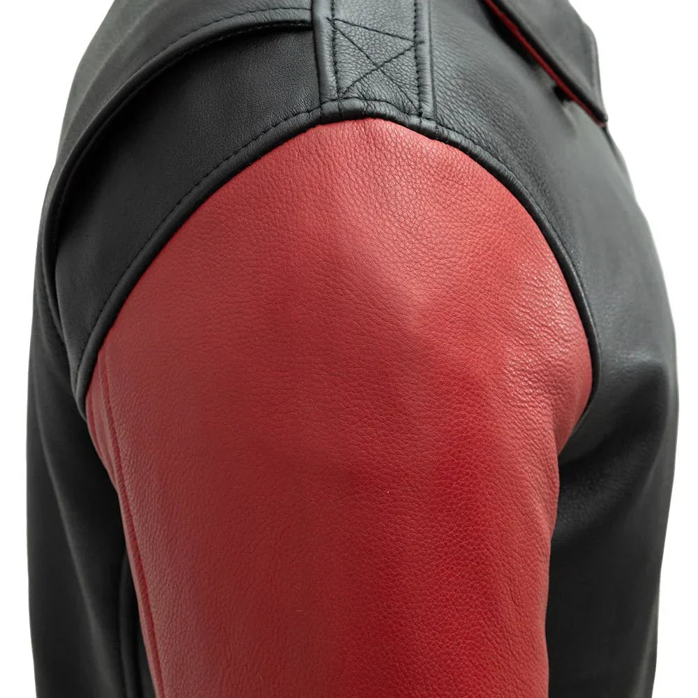 Tressivo-Moto Bomber Two Tone Men's Leather Jacket - Tressivo