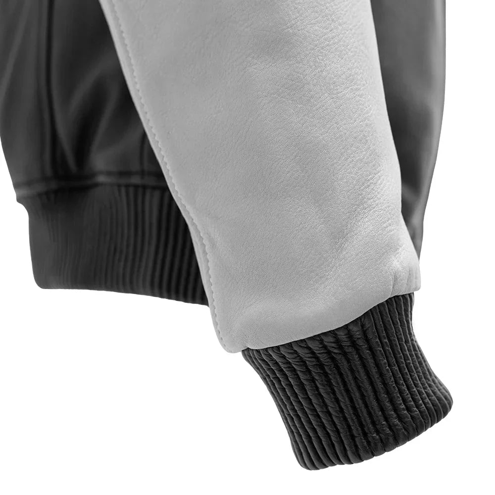 Tressivo-Moto Bomber Two Tone Men's Leather Jacket - Tressivo