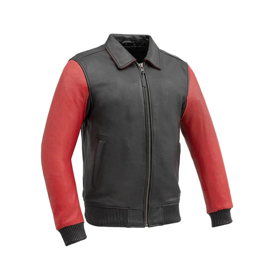 Tressivo-Moto Bomber Two Tone Men's Leather Jacket - Tressivo