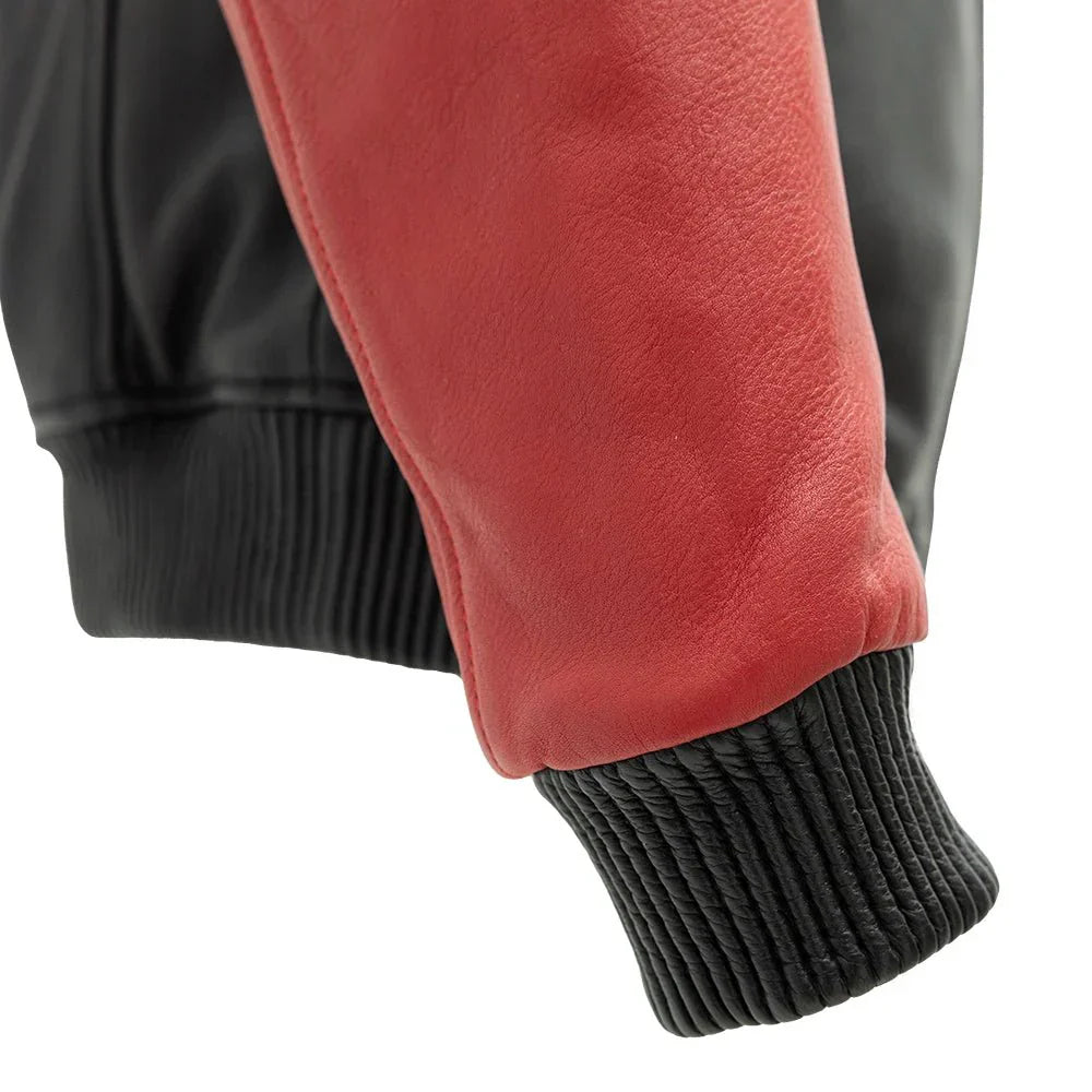 Tressivo-Moto Bomber Two Tone Men's Leather Jacket - Tressivo