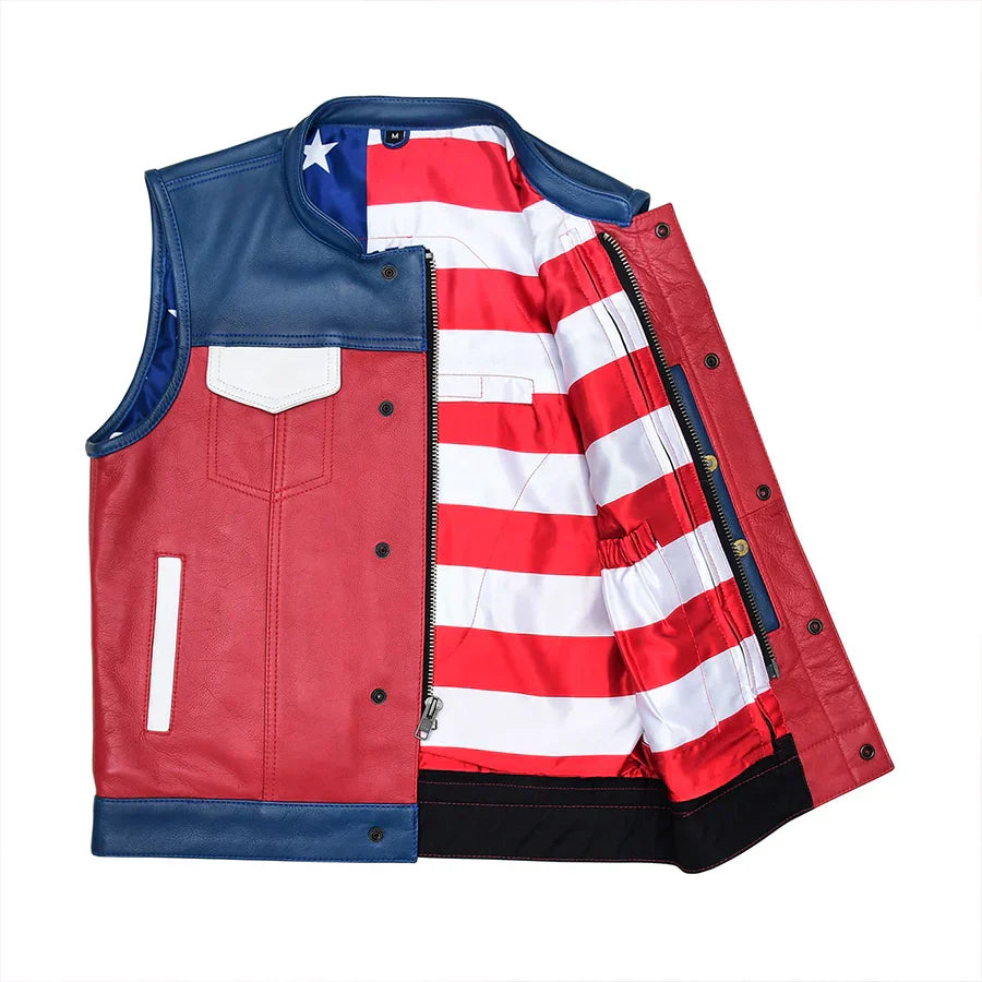 Tressivo-Patriot Rebel Men's Motorcycle Leather Vest - Tressivo