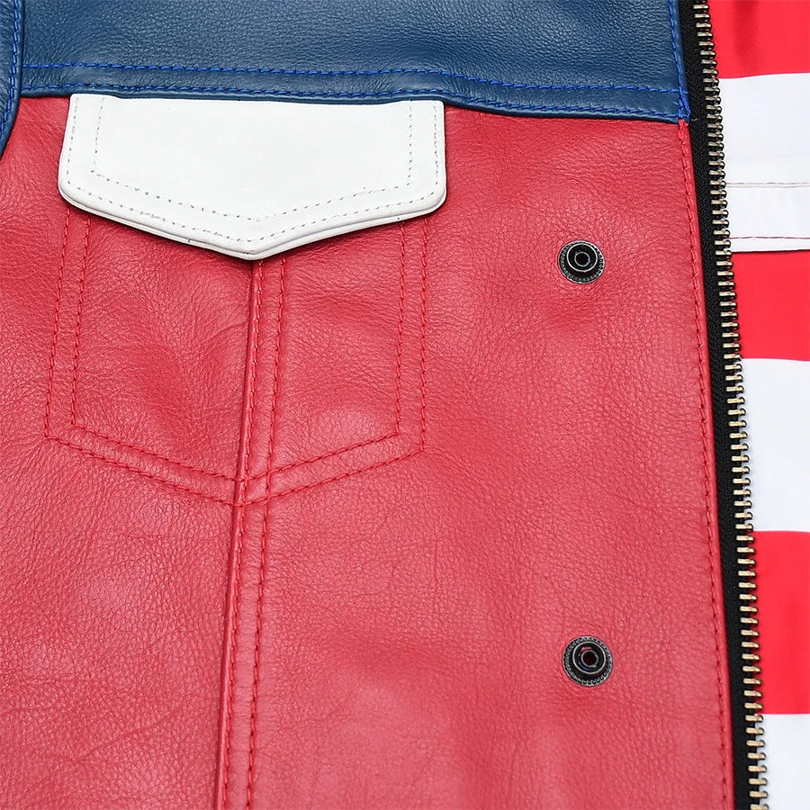 Tressivo-Patriot Rebel Men's Motorcycle Leather Vest - Tressivo