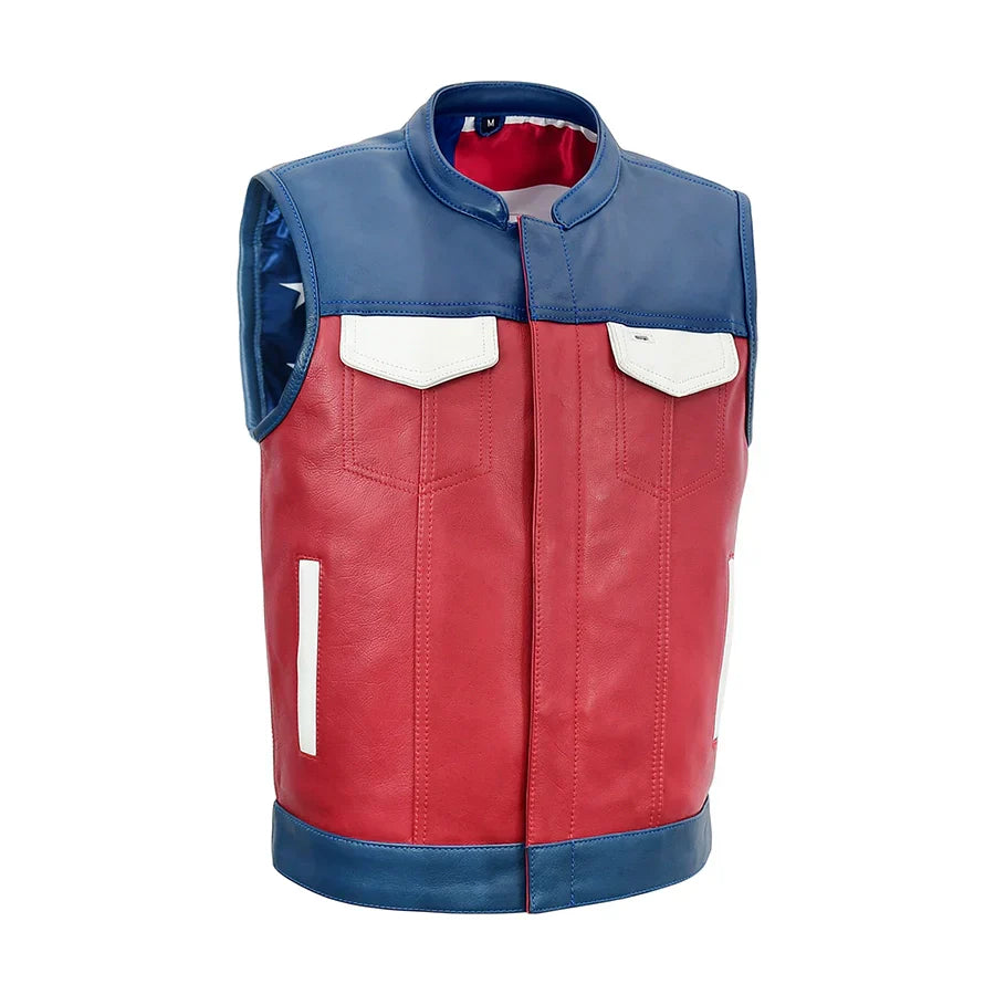 Tressivo-Patriot Rebel Men's Motorcycle Leather Vest - Tressivo