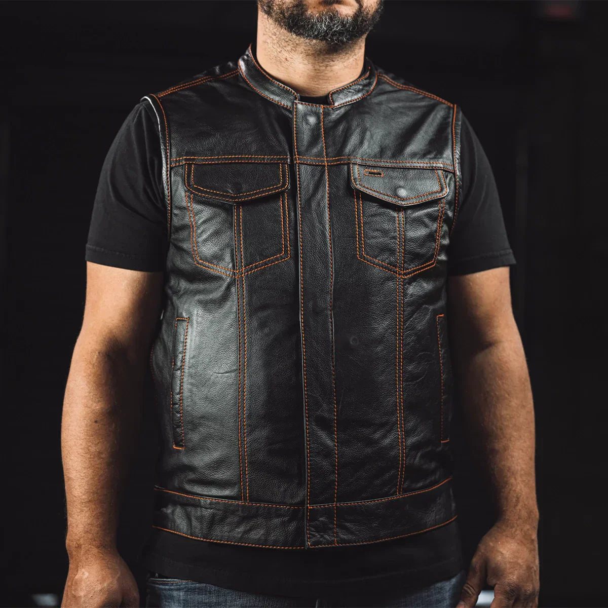 Tressivo-The Cut Men's Motorcycle Leather Vest, Multiple Color Options - Tressivo