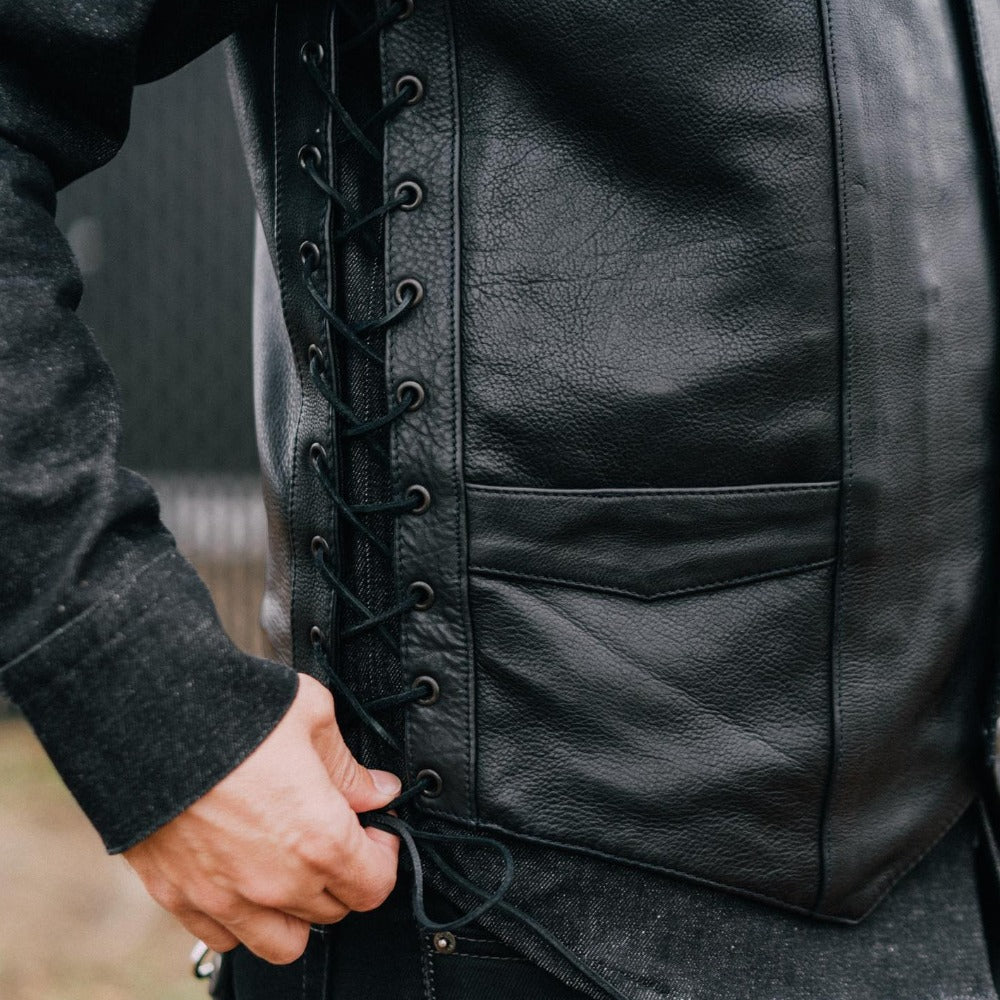 Tressivo-Rancher - Men's Motorcycle Western Style Leather Vest - Tressivo