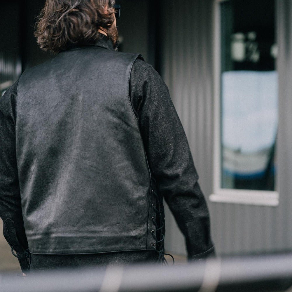 Tressivo-Rancher - Men's Motorcycle Western Style Leather Vest - Tressivo