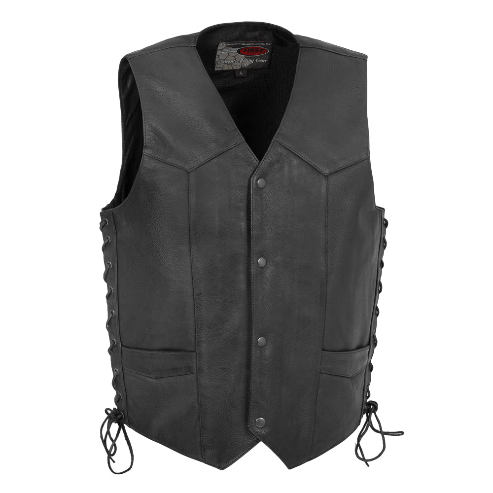 Tressivo-Rancher - Men's Motorcycle Western Style Leather Vest - Tressivo
