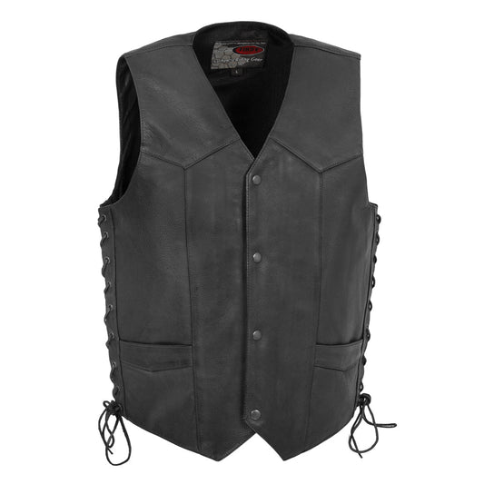 Tressivo-Rancher - Men's Motorcycle Western Style Leather Vest - Tressivo