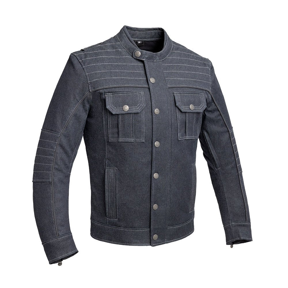 Tressivo-Rowdy Men's Thunder Denim Motorcycle Jacket - Tressivo