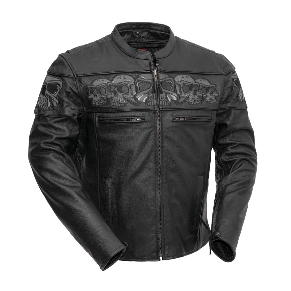 Tressivo-Savage Skulls Men's Motorcycle Leather Jacket - Tressivo