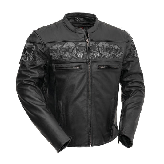 Tressivo-Savage Skulls Men's Motorcycle Leather Jacket - Tressivo