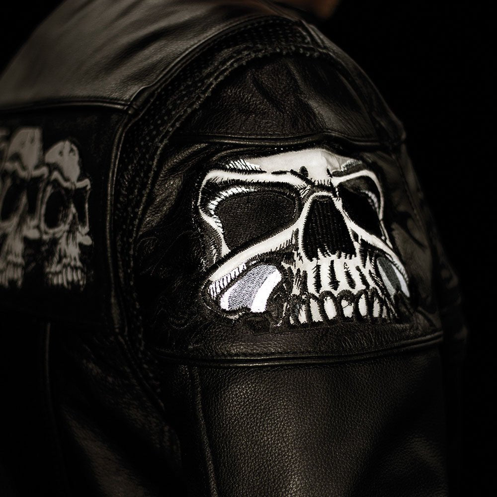 Tressivo-Savage Skulls Men's Motorcycle Leather Jacket - Tressivo