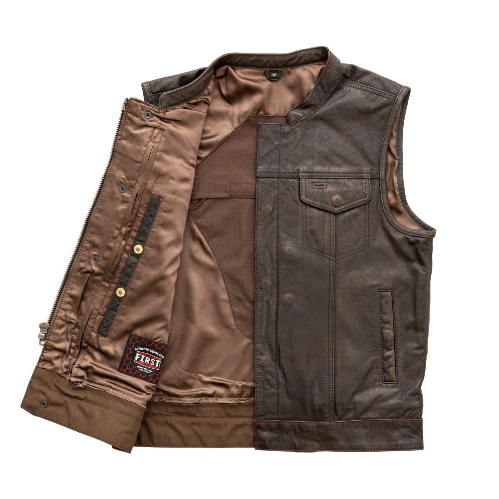 Tressivo-Sharp Shooter Men's Motorcycle Leather Vest - Tressivo