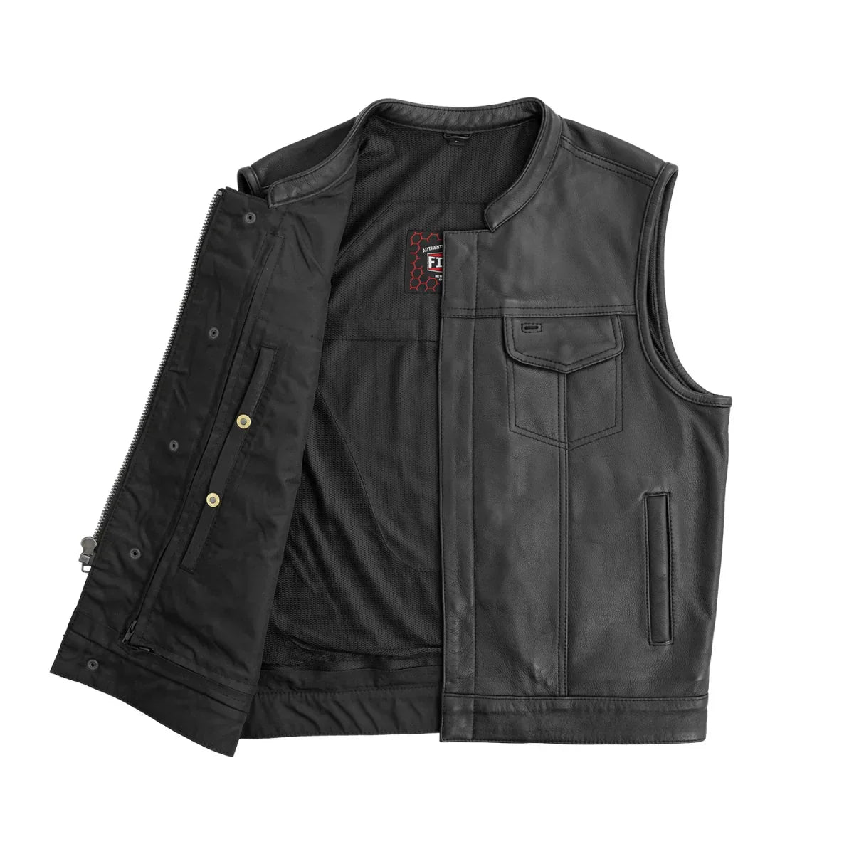 Tressivo-Sharp Shooter Men's Motorcycle Leather Vest - Tressivo