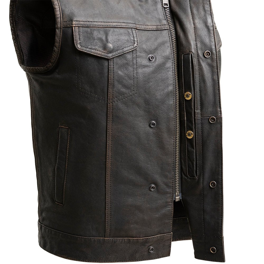 Tressivo-Sharp Shooter Men's Motorcycle Leather Vest - Tressivo