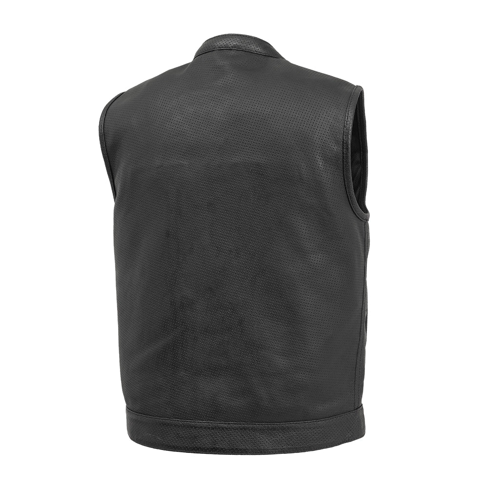 Tressivo-Sharp Shooter Perforated Men's Motorcycle Leather Vest - Tressivo
