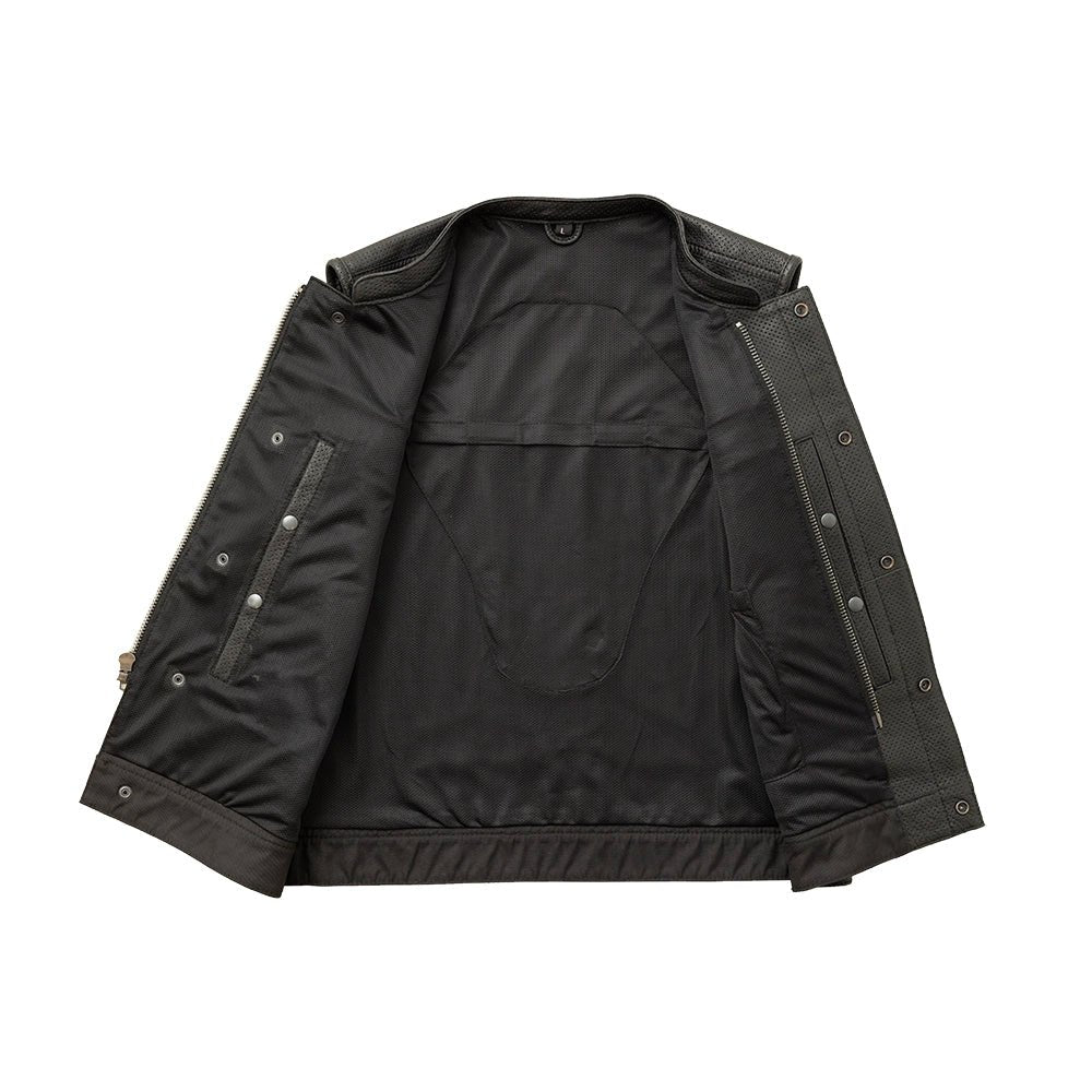 Tressivo-Sharp Shooter Perforated Men's Motorcycle Leather Vest - Tressivo