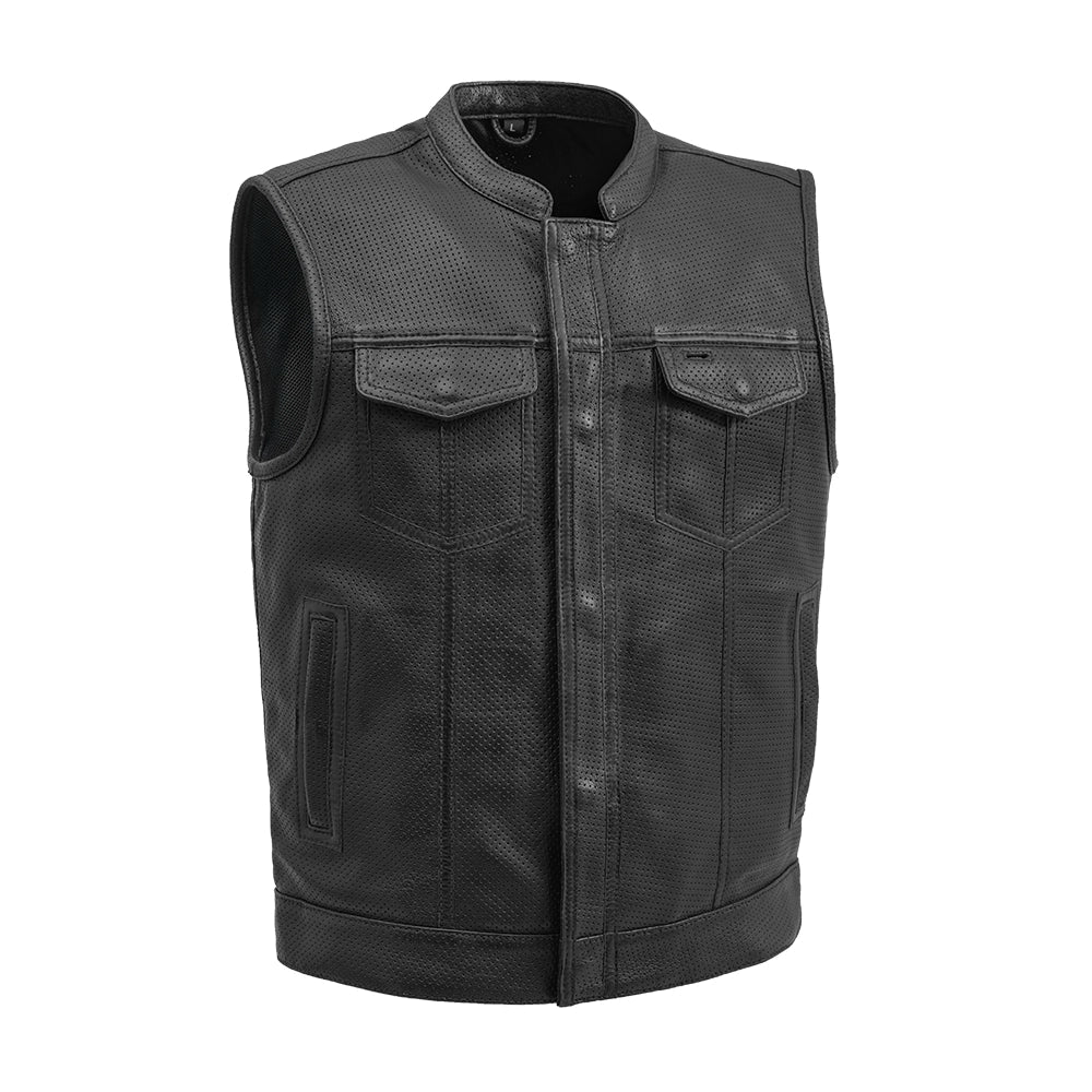 Tressivo-Sharp Shooter Perforated Men's Motorcycle Leather Vest - Tressivo