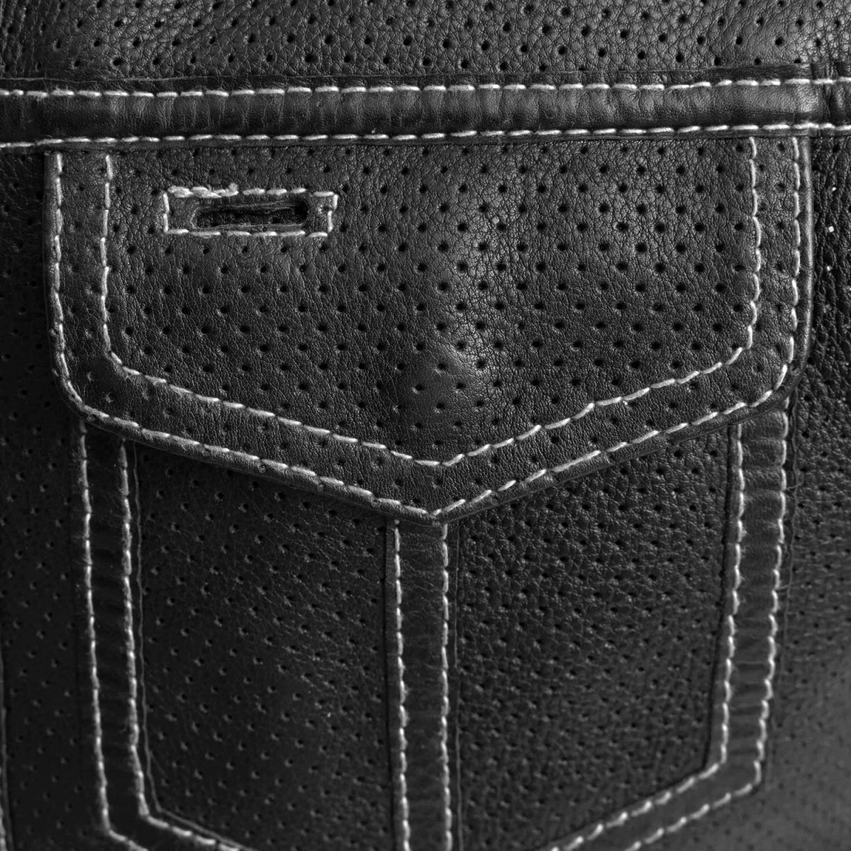 Tressivo-Sharp Shooter Perforated Men's Motorcycle Leather Vest - Tressivo