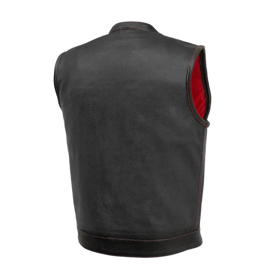 Tressivo-Sharp Shooter Perforated Men's Motorcycle Leather Vest - Tressivo