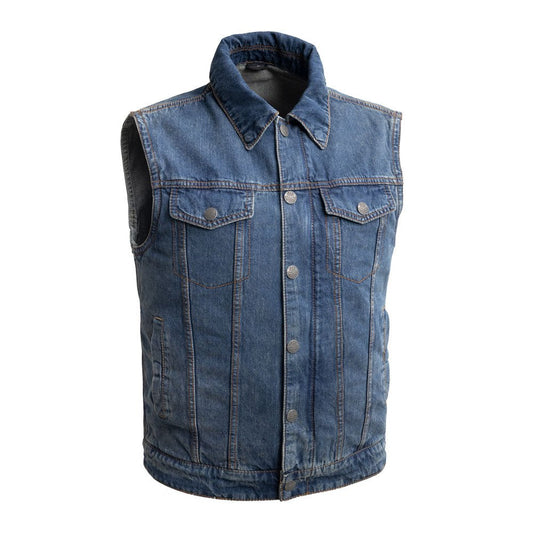 Tressivo-Showdown Motorcycle Lightweight Denim Vest - Tressivo