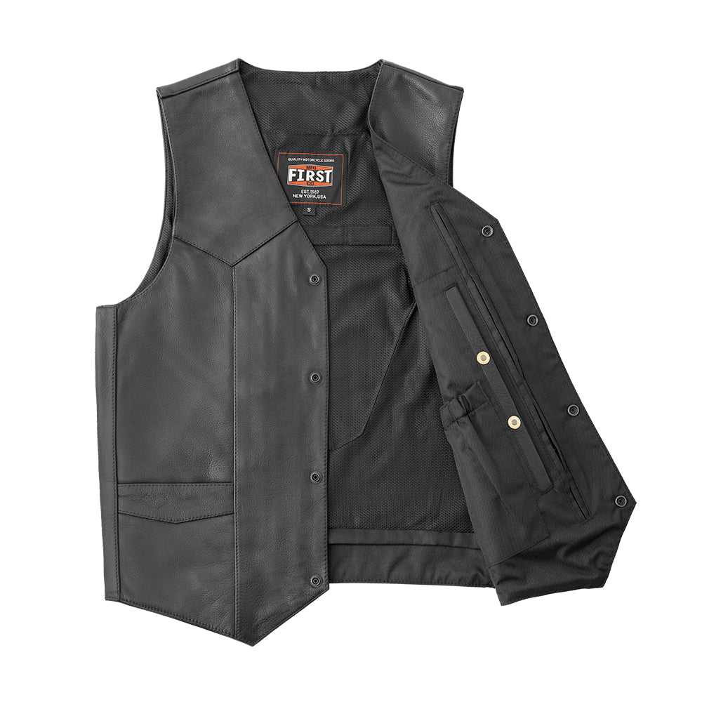 Tressivo-Texan Men's Motorcycle Western Style Leather Vest - Tressivo