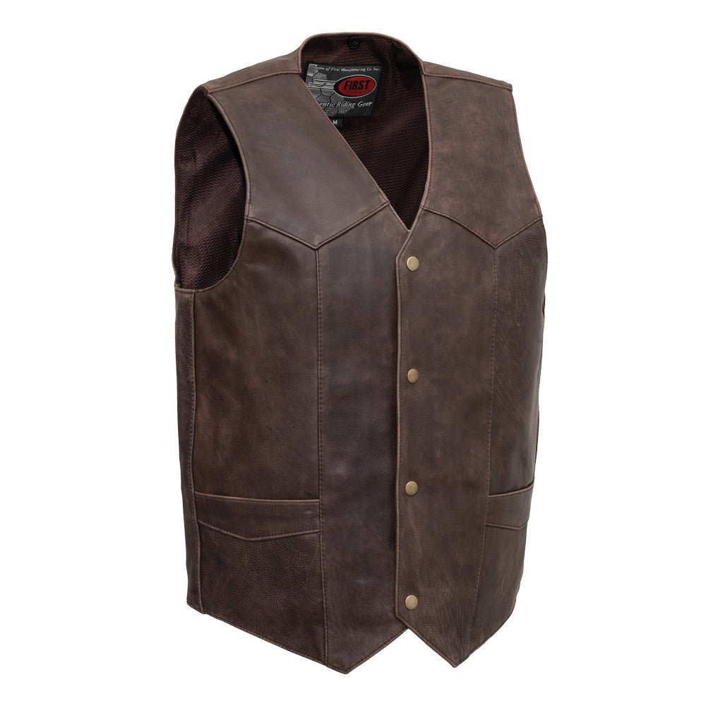 Tressivo-Texan Men's Motorcycle Western Style Leather Vest - Tressivo